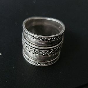 Vintage Sterling Silver Fidget Spinner Wide Band Ring GeoArt Anxiety